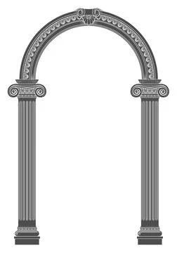 Classical arch with Greek Ionic columns Stock Illustration