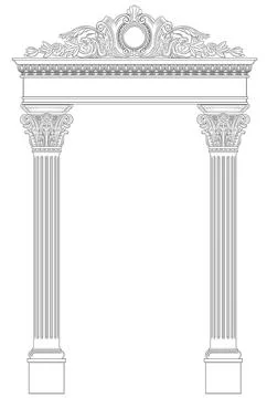 Classical arch with Greek Ionic columns Stock Illustration