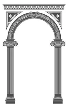 Classical arch with Greek Ionic columns Stock Illustration