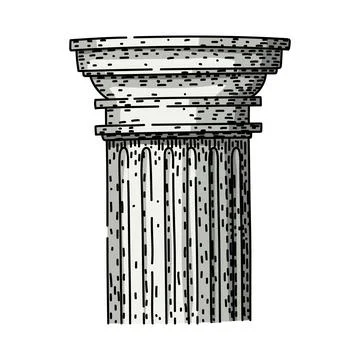 Classical architectural column supporting building structure drawing Ilustración de archivo