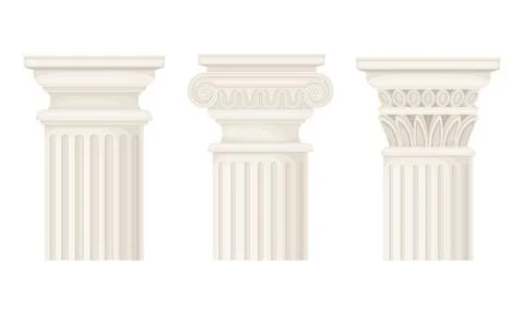 Classical architectural columns set. Architectural decor element vector Stock Illustration