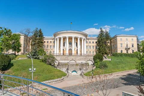 Classical architecture building with circular facade, columns, pediments, m.. Stock Photos