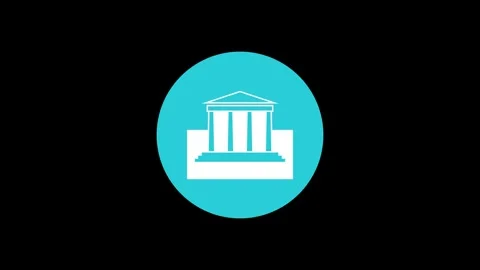 Classical architecture building icon cyan color simple shape circle animation Stock Footage 279006018
