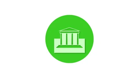 Classical architecture building icon green color simple shape circle animation Stock Footage 279006019