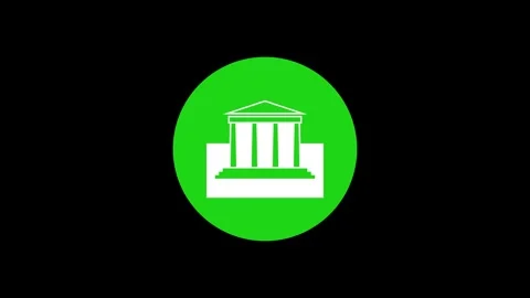 Classical architecture building icon green color simple shape circle animation Stock Footage 279006020