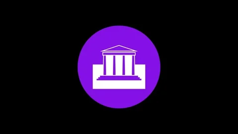 Classical architecture building icon purple color simple shape circle animated Stock Footage 279006029