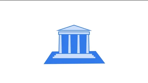 Classical architecture building shape icon blue color animation Stock Footage 279011077