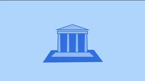 Classical architecture building shape icon blue color animation Stock Footage 279011079