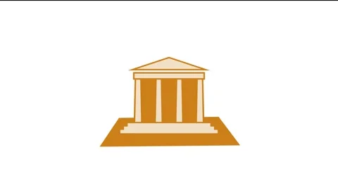 Classical architecture building shape icon brown color animation Stock Footage 279011084