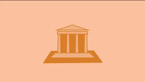 Classical architecture building shape icon brown color animation Stock Footage 279011087