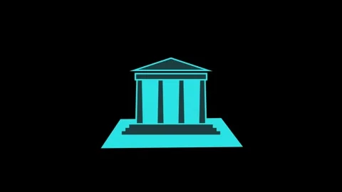 Classical architecture building shape icon cyan color animation Stock Footage 279011089