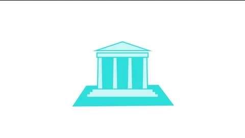 Classical architecture building shape icon cyan color animation Stock Footage 279011091