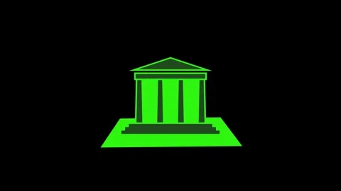 Classical architecture building shape icon green color animation Stock Footage 279011094