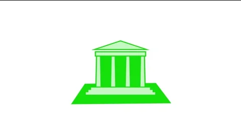 Classical architecture building shape icon green color animation Stock Footage 279011098
