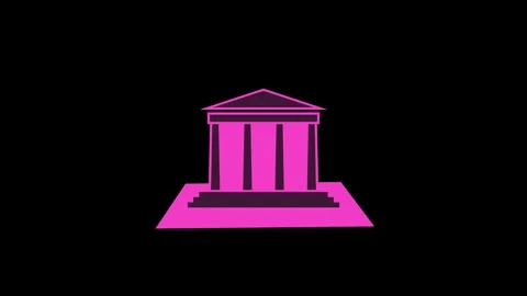 Classical architecture building shape icon pink color animation Stock Footage 279011100