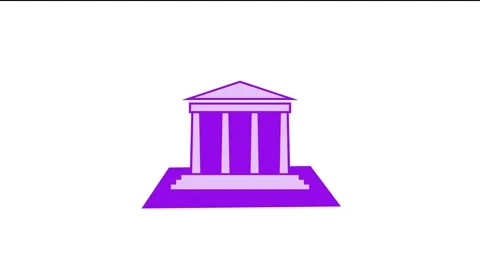 Classical architecture building shape icon purple color animation Stock Footage 279011103