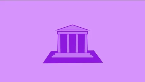 Classical architecture building shape icon purple color animation Stock Footage 279011104