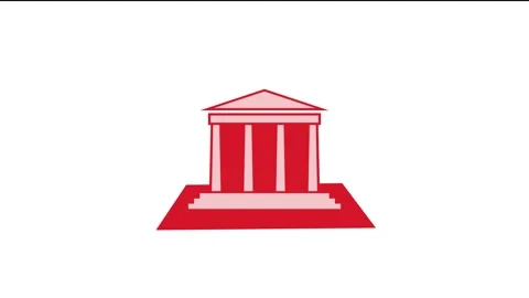 Classical architecture building shape icon red color animation Stock Footage 279011112