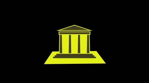 Classical architecture building shape icon yellow color animation Stock Footage 279011121