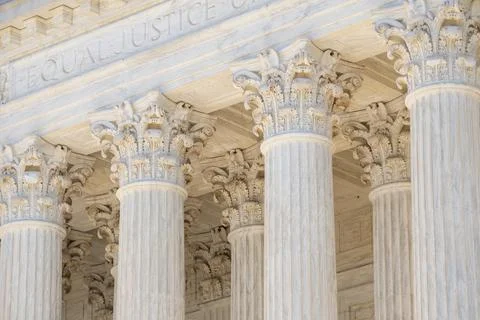 Classical architecture defining monumental columns. Historic government Stock Photos