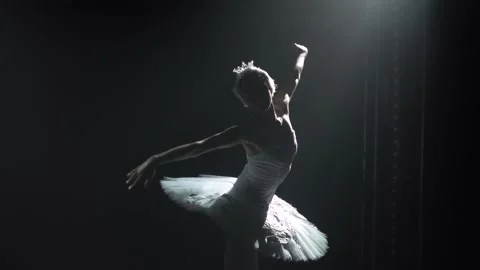 Classical ballet choreography perfoming by young beautiful graceful ballerina in Stock Footage 136947606