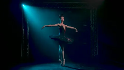 Classical ballet choreography perfoming by young beautiful graceful ballerina in Stock Footage 137340708