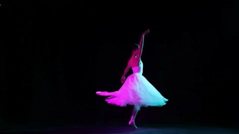 Classical ballet female dancer on pointe doing elements of classical ballet Stock Footage 211997260