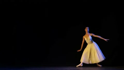 Classical ballet female dancer on pointe doing elements of classical ballet Stock Footage 211997571