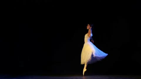 Classical ballet female dancer on pointe doing elements of classical ballet Stock Footage 211997859