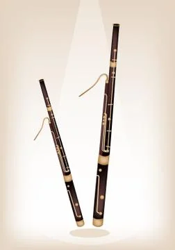 A Classical Bassoon on Brown Stage Background Stock Illustration