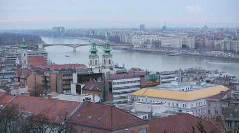 A classical Budapest view on a winter evening Video stock 36170358