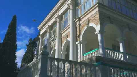 Classical building with baroque arches and columns Stock Footage 143917878