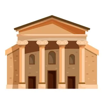 Classical building with columns and brown roof, perfect for projects related  Ilustración de archivo