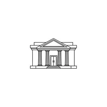 Classical building with columns and pediment vector icon with architectural Stock Illustration