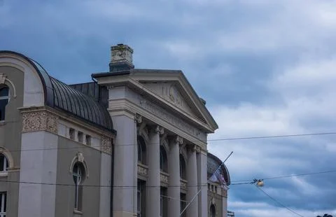 Classical building with columns and pediment, Norway Fotos Stock