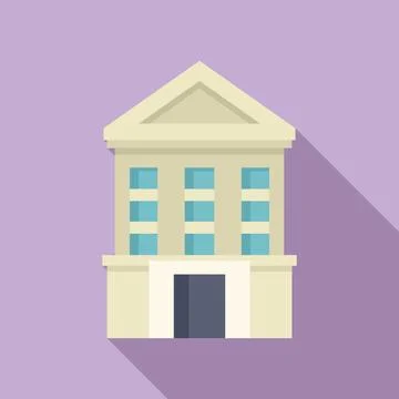 Classical building facade with columns and glass windows Ilustración de archivo