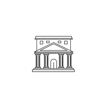 Classical building facade with columns vector icon with architectural symbol Ilustración de archivo
