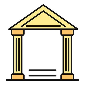 Classical building facade with pillars representing finance and law Ilustración de archivo