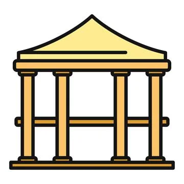 Classical building icon representing law, finance, and government Stock Illustration