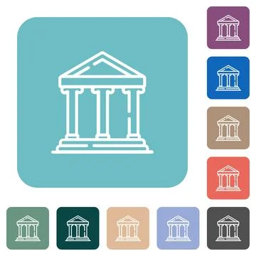 Classical Building Outline Icon rounded square flat icons Ilustración de archivo