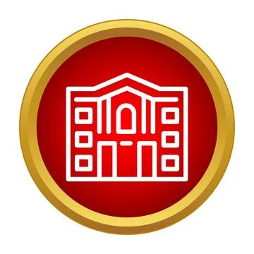 Classical building outlining iconic architecture in red circle Stock Illustration