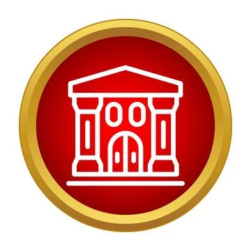 Classical building in red circle icon Ilustración de archivo