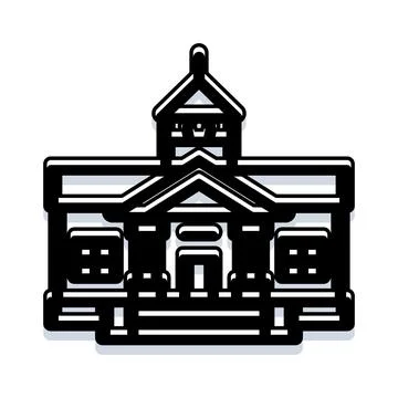 Classical building representing justice, law, and education Stock Illustration