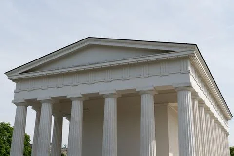 Classical building with white columns and pediment Stock Photos