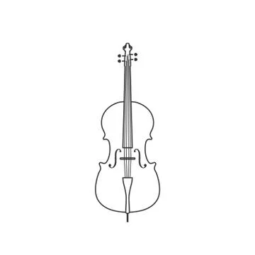 Classical cello black and white icon. Isolated Vector String ill. Stock Illustration