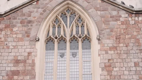 Classical chapel uk windows with statue details Stock Footage 262335904