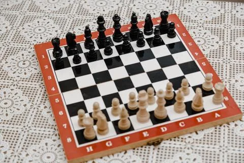 Classical chess stand on a chess board. Chess combinations for beginners Stock Photos