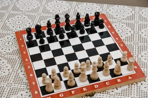 Classical chess stand on a chess board. Chess combinations for beginners Stock Photos