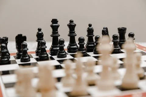 Classical chess stand on a chess board. Chess combinations for beginners Stock Photos