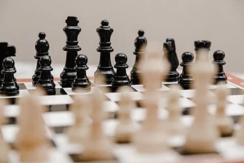 Classical chess stand on a chess board. Chess combinations for beginners Stock Photos